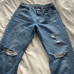 Levi’s distressed button fly 501 jeans